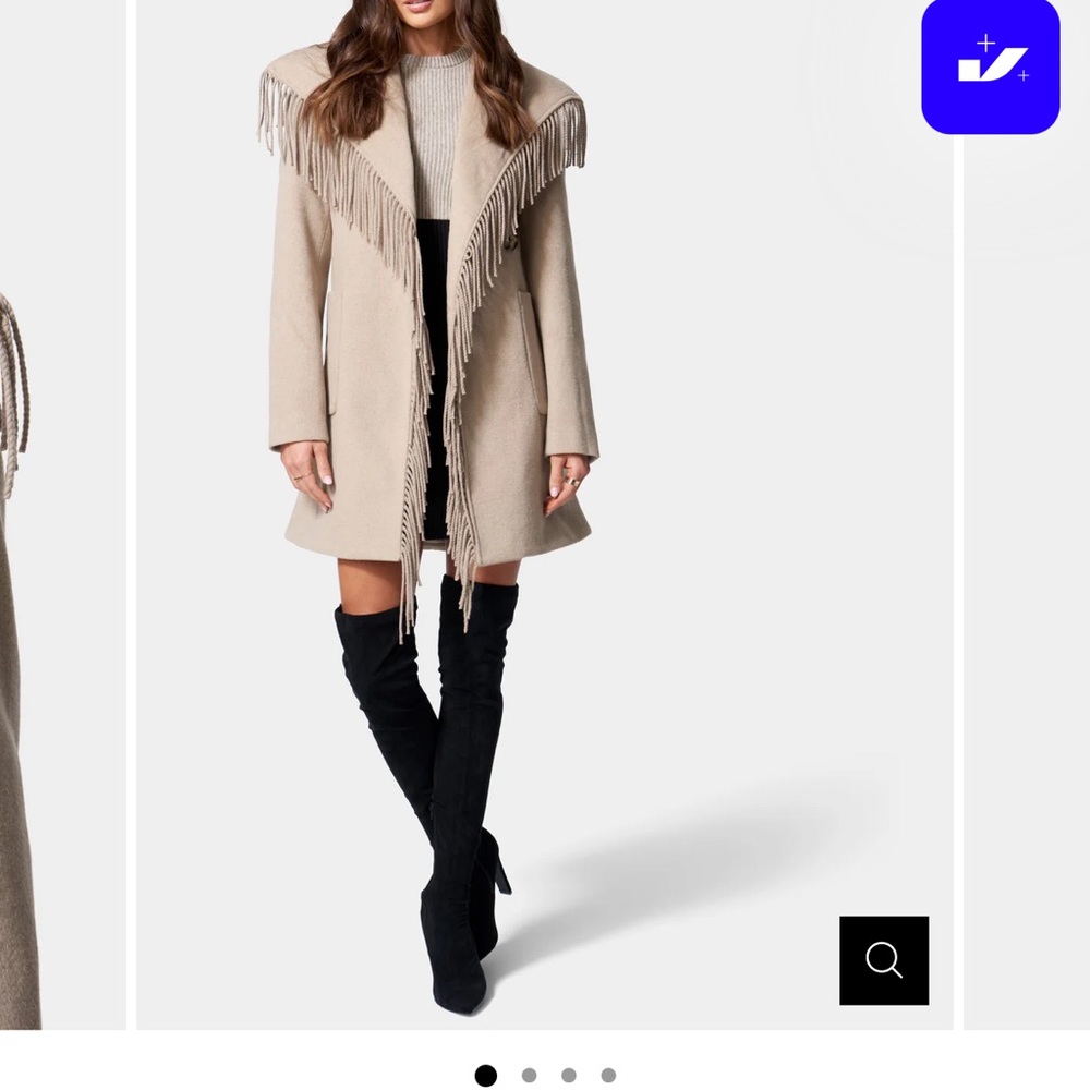 bebe Beige Fringe Coat